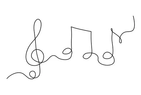One continuous line drawing of musical notes. Minimalist music symbol or lo.. Stock Illustration