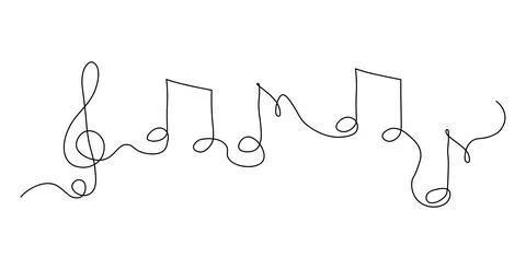 One continuous line drawing of musical notes. Minimalist music symbol or lo.. 스톡 일러스트