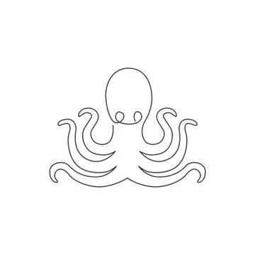 One continuous line drawing of mysterious octopus for seafood restaurant logo Illustrazione stock