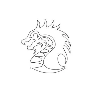 One continuous line drawing of mythological creature dragon for company logo Stock Illustration