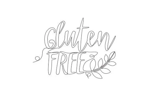 One continuous line drawing of natural organic food typography - Gluten Free Stock Illustration