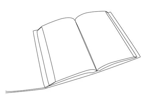 One continuous line drawing of opened book. Thin Line Illustration vector con Stock Illustration