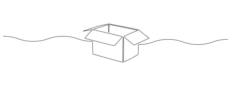 One continuous line drawing of opened box. Minimalist concept of help support Stock Illustration