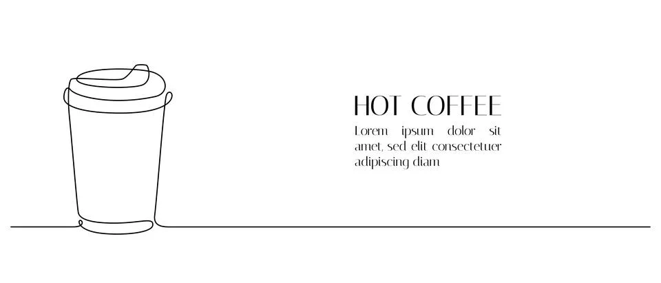 One continuous line drawing of paper cup of hot coffee. Minimalist icon concept Stock Illustration