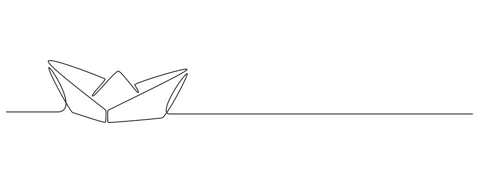 One continuous line drawing of paper boat. Origami ship concept for success Stock Illustration