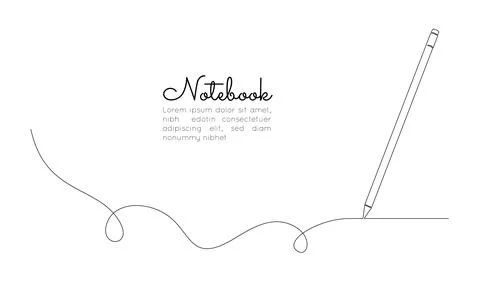 One continuous line drawing of pen writing thin stroke. Pencil symbol of study Stock Illustration