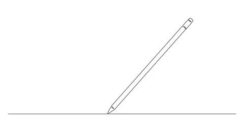 One continuous line drawing of pen writing thin stroke. Pencil symbol of study Stock Illustration