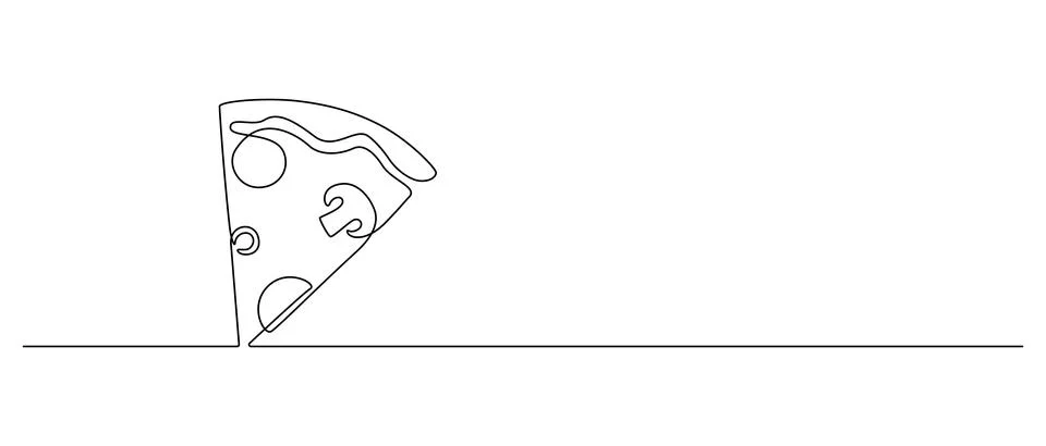 One continuous line drawing of pizza slice. Symbol of italian food and cafe Stock Illustration
