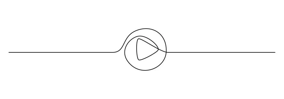 One continuous line drawing of Play button. Icon of start and pause playing Stock Illustration