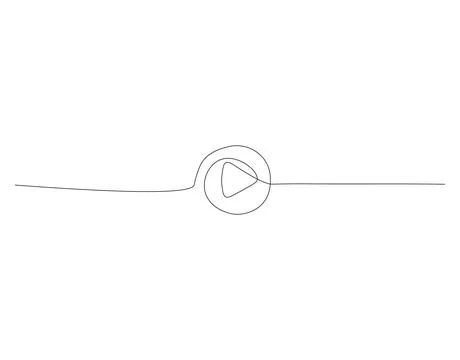 One continuous line drawing of Play button. Icon of start and pause playing Stock Illustration