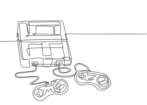 One continuous line drawing of retro old classic arcade video game player イラスト素材