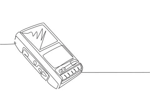 One continuous line drawing of retro old classic analog portable cassette Illustrazione stock