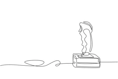 One continuous line drawing of retro old classic console video game joystick イラスト素材