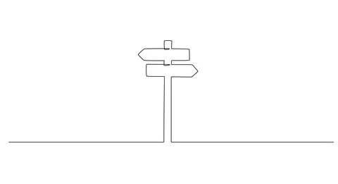 One Continuous line drawing of Road direction signpost arrows to the right and Stock Illustration