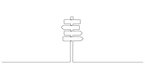 One Continuous line drawing of Road direction sign arrows to the right and left Stock Illustration