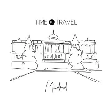 One continuous line drawing Royal Palace of Madrid landmark Ilustración de archivo