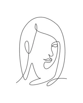 One continuous line drawing sexy beauty woman abstract face minimalist style Stock Illustration