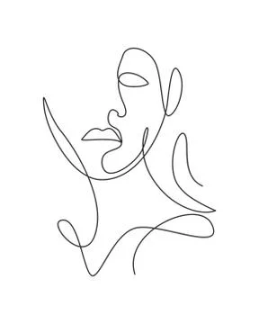 One continuous line drawing sexy beauty woman abstract face minimalist style Illustrazione stock