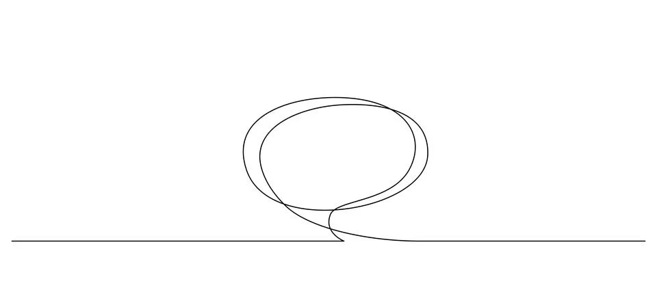 One continuous line drawing of Speech bubble. Chat cloud in simple linear style Stock Illustration