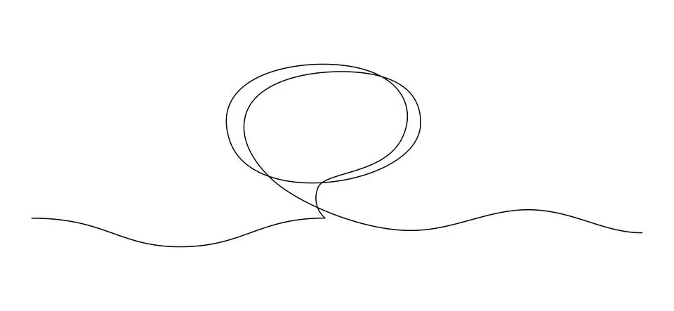 One continuous line drawing of Speech bubble. Chat cloud in simple linear style Stock Illustration