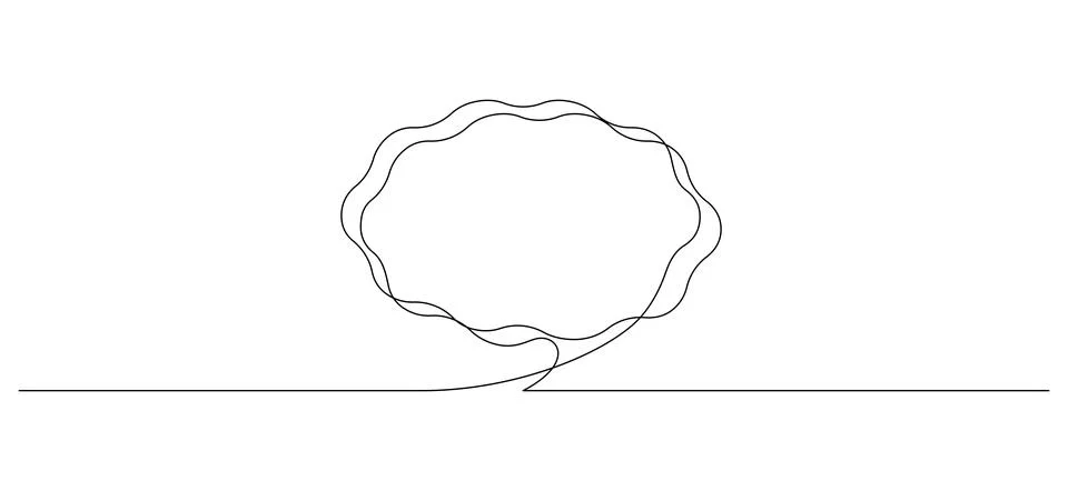 One continuous line drawing of Speech bubble wave shaped contour. Chat cloud and Stock Illustration