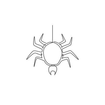 One continuous line drawing of spider pull out the web for business logo Stock Illustration
