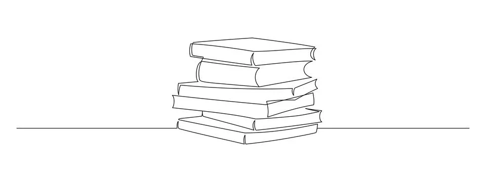 One continuous line drawing of stack books. Education in school and library Stock Illustration