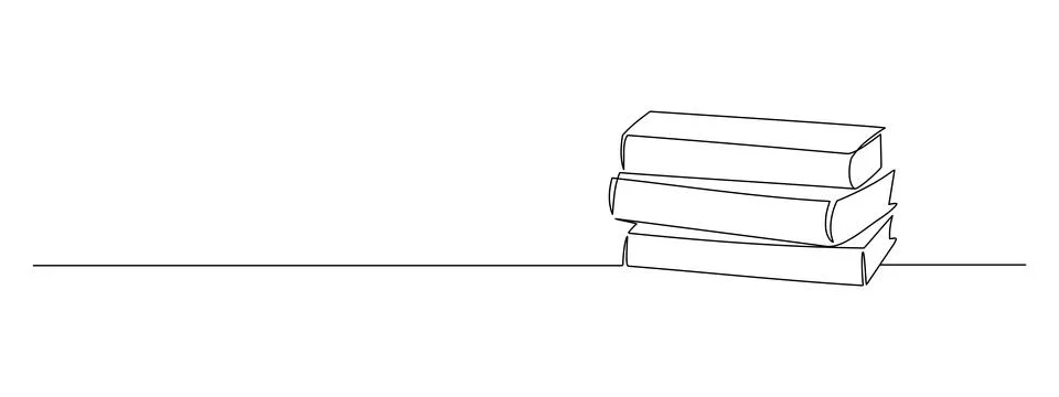 One continuous line drawing of stack books. Education in school and library Stock Illustration