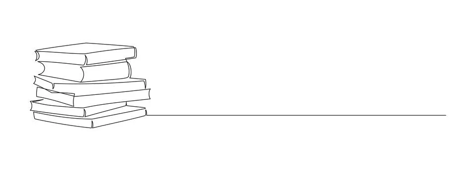 One continuous line drawing of stack books. Education in school and library Stock Illustration