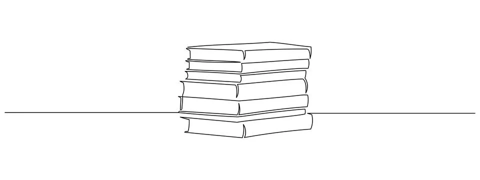 One continuous line drawing of stack books. Education in school and library Stock Illustration