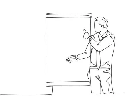 One continuous line drawing of startup founder presenting new technology 스톡 일러스트