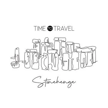 One continuous line drawing Stonehenge site landmark. World iconic place Stock-Illustration
