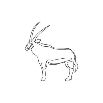 One continuous line drawing of stout oryx for company logo identity Stock Illustration