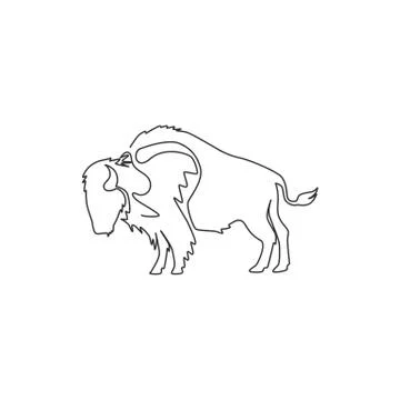 One continuous line drawing of strong north american bison for conservation Illustrazione stock