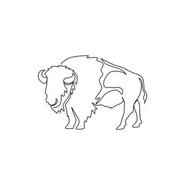 One continuous line drawing of strong north american bison for conservation Stock-Illustration