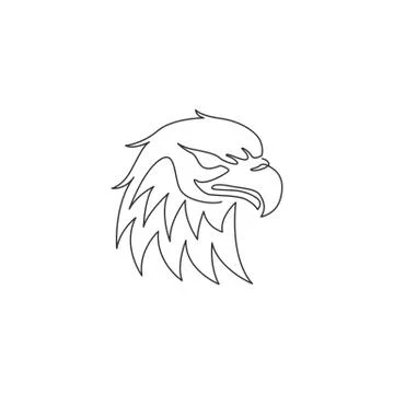 One continuous line drawing of strong eagle head for delivery service logo Stock Illustration