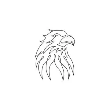 One continuous line drawing of strong eagle head for delivery service logo Stock Illustration