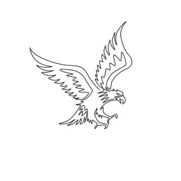 One continuous line drawing of strong eagle for delivery service logo Stock Illustration