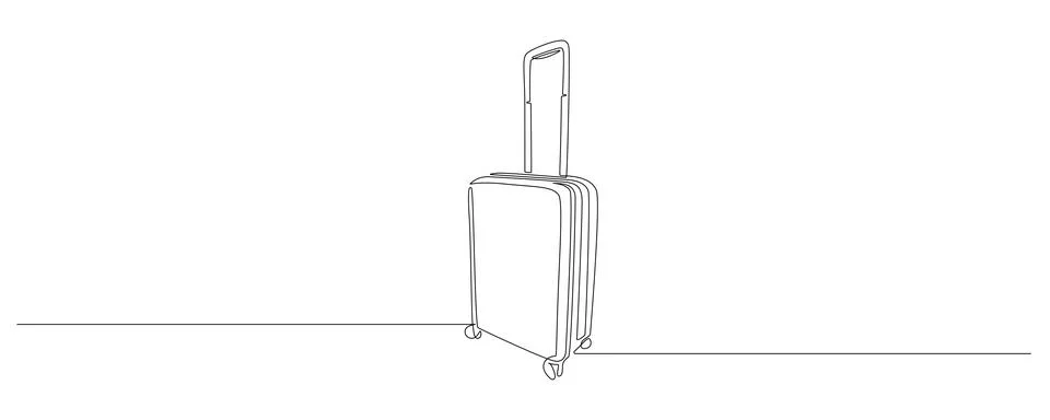 One continuous line drawing of suitcase. Vacation with luggage and travel Stock Illustration