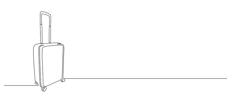One continuous line drawing of suitcase. Vacation with luggage and travel Stock Illustration