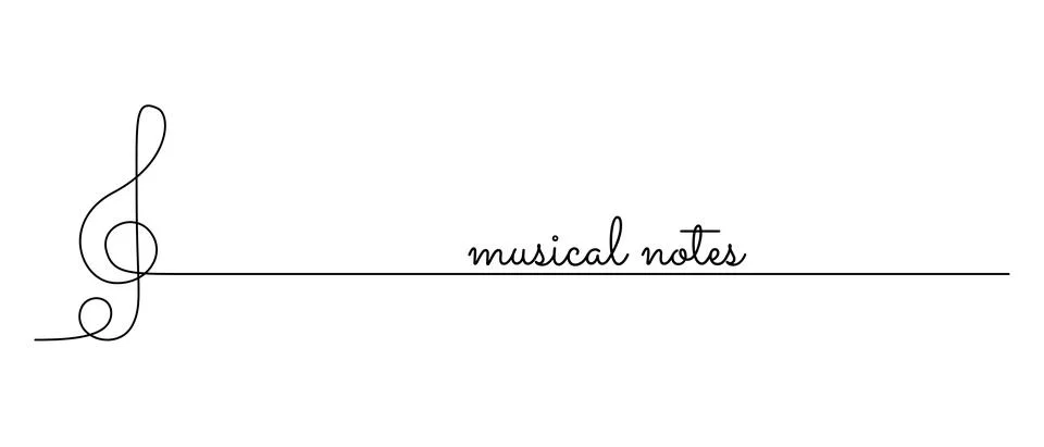 One continuous line drawing of treble clef. Minimalist key logo and symbol of Stock Illustration