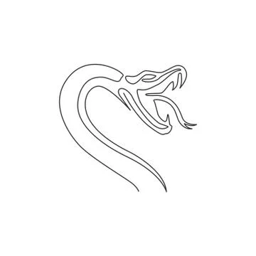 One continuous line drawing of venomous snake for reptile animal lover club Stock-Illustration