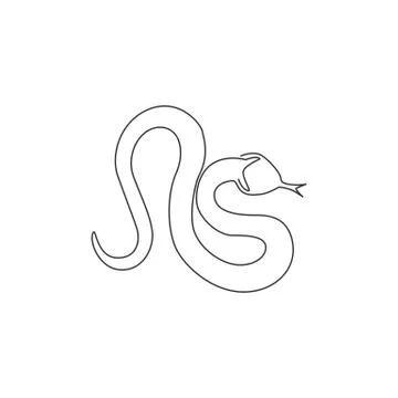 One continuous line drawing of venomous snake for reptile animal lover club Stock Illustration