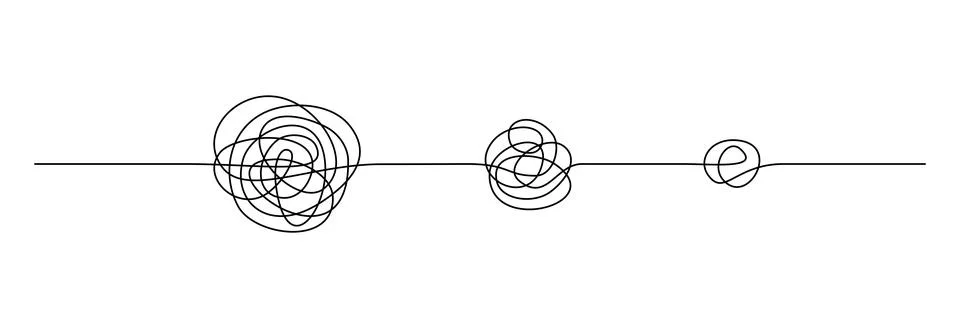 One continuous line drawing of way from complex chaos to simplicity. Concept of Stock Illustration