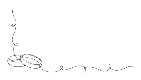 One continuous line drawing of Wedding rings. Romantic elegance concept and Stock Illustration