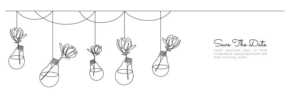 One continuous line drawing of wedding flower decor. Romantic elegance concept Stock Illustration