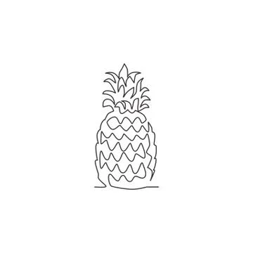 One continuous line drawing whole healthy organic pineapple for orchard logo Illustrazione stock