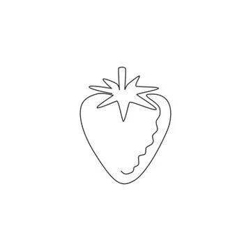 One continuous line drawing of whole healthy organic strawberry for logo Illustrazione stock