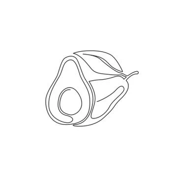 One continuous line drawing of whole healthy organic avocado fruit for logo Illustrazione stock