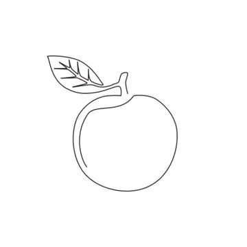 One continuous line drawing of whole healthy organic orange for orchard logo Stock-Illustration